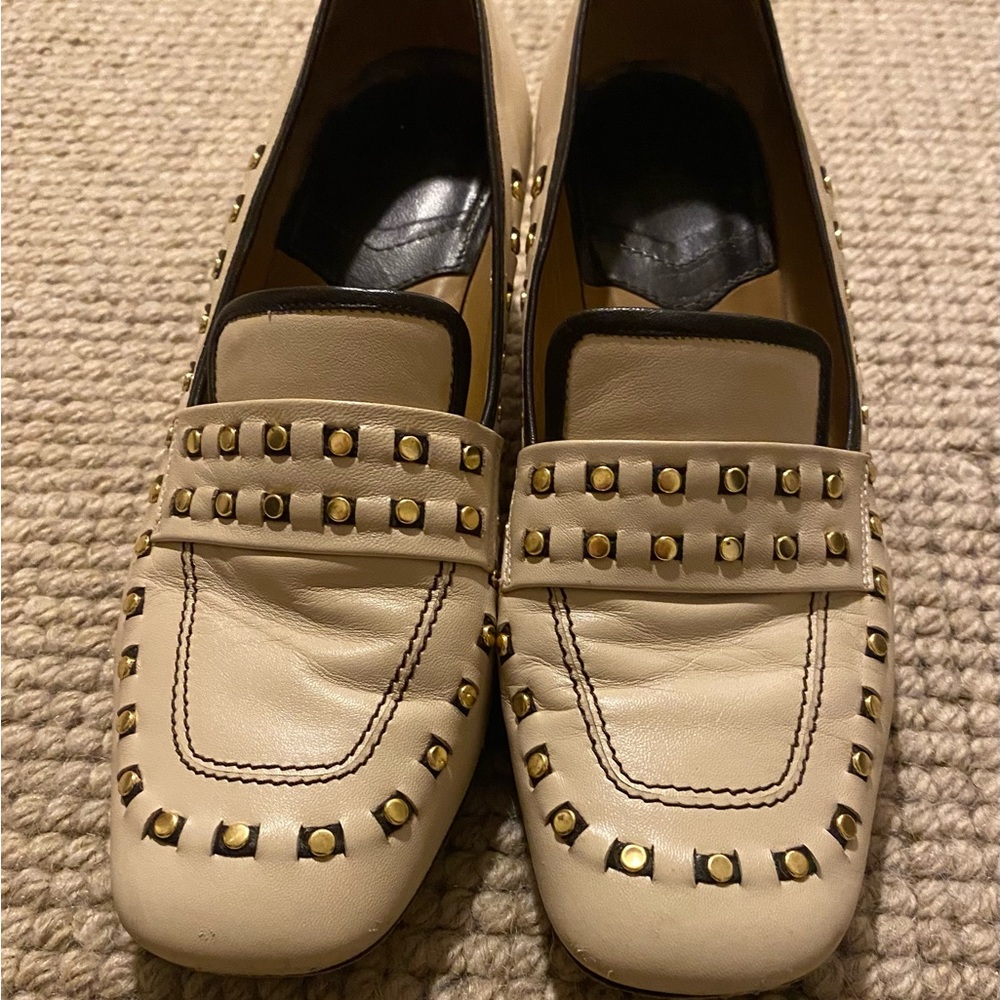 Tory Burch Cream Studded Loafers